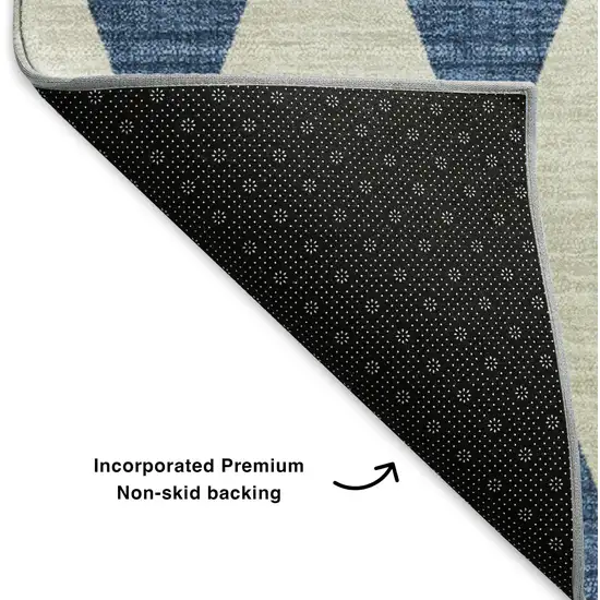 Navy Blue And Ivory Diamond Washable Area Rug With UV Protection Photo 7