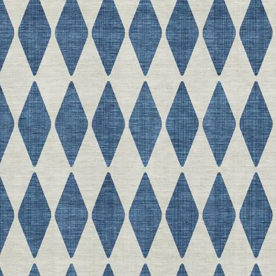 Navy Blue And Ivory Diamond Washable Area Rug With UV Protection Photo 4