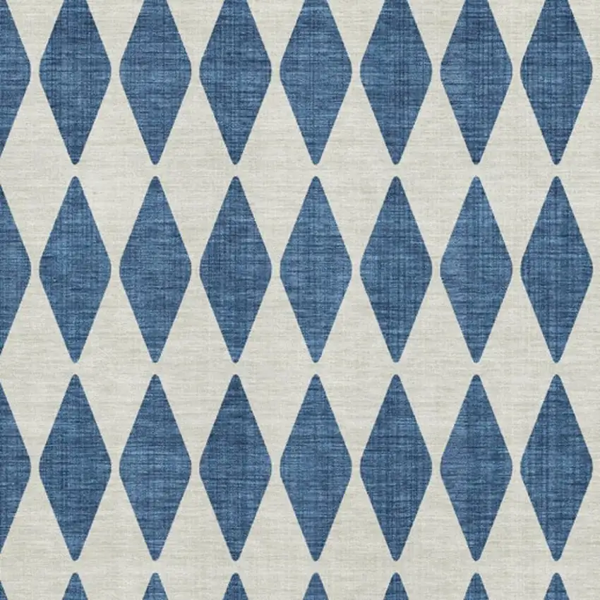 Navy Blue And Ivory Diamond Washable Area Rug With UV Protection Photo 4