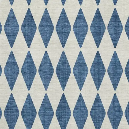 Navy Blue And Ivory Diamond Washable Area Rug With UV Protection Photo 8