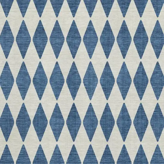 Navy Blue And Ivory Diamond Washable Area Rug With UV Protection Photo 3
