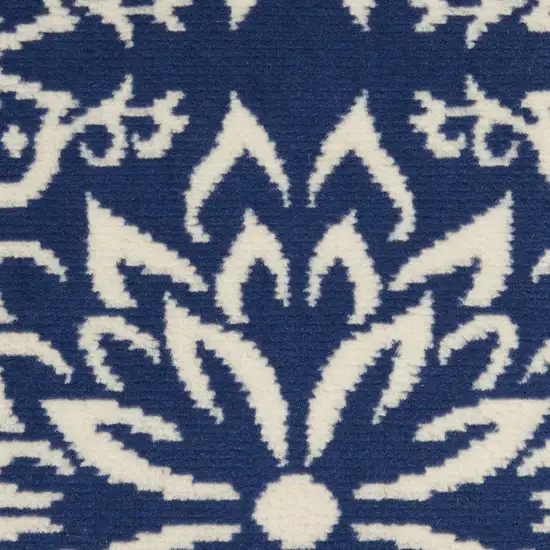 Navy Blue And Ivory Floral Area Rug Photo 4
