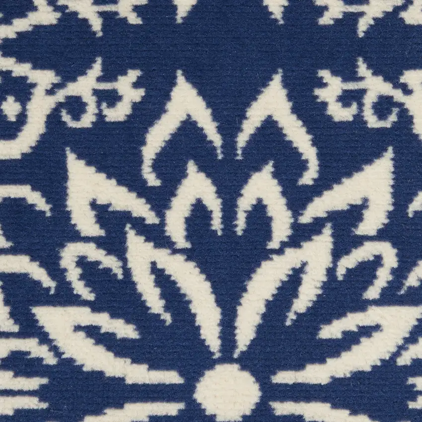 Navy Blue And Ivory Floral Area Rug Photo 4
