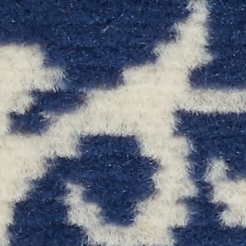 Navy Blue And Ivory Floral Area Rug Photo 3