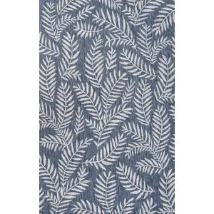 Photo of Navy Blue And Ivory Floral Indoor Outdoor Area Rug