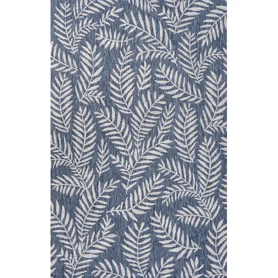 Navy Blue And Ivory Floral Indoor Outdoor Area Rug Photo 1