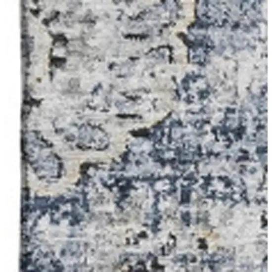 Navy Blue And Ivory Floral Washable Area Rug With UV Protection Photo 3