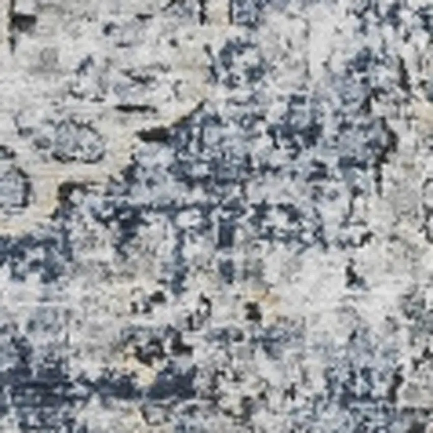 Navy Blue And Ivory Floral Washable Area Rug With UV Protection Photo 3