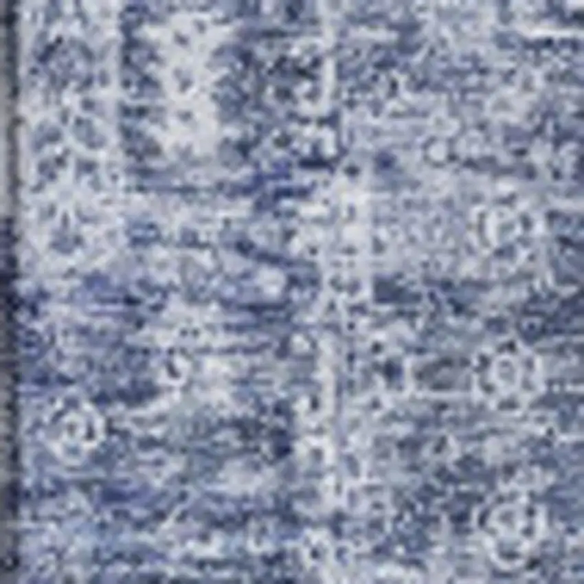 Navy Blue And Ivory Floral Washable Area Rug With UV Protection Photo 3