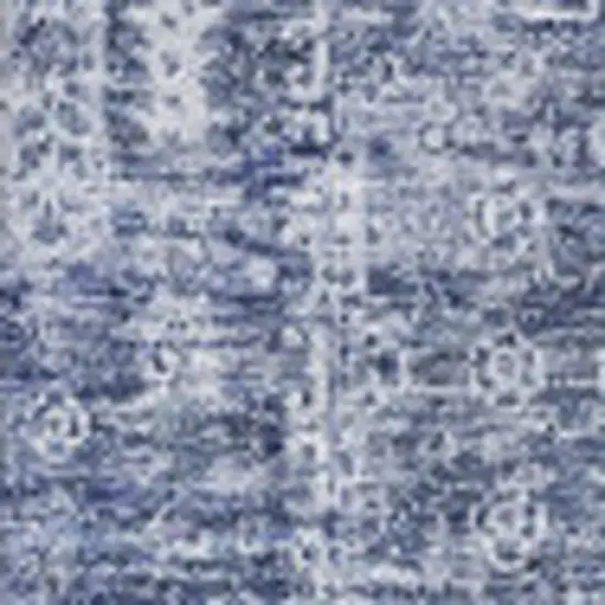 Navy Blue And Ivory Floral Washable Area Rug With UV Protection Photo 3