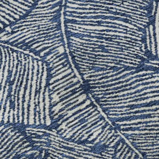 Navy Blue And Ivory Floral Washable Area Rug With UV Protection Photo 9