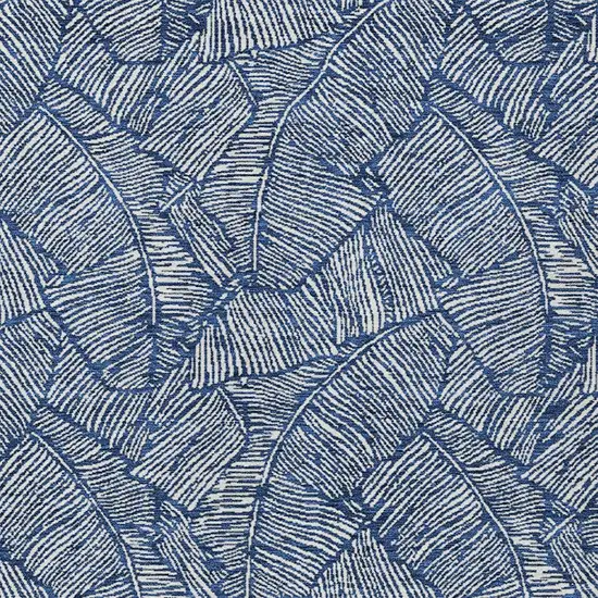 Navy Blue And Ivory Floral Washable Indoor Outdoor Area Rug Photo 7