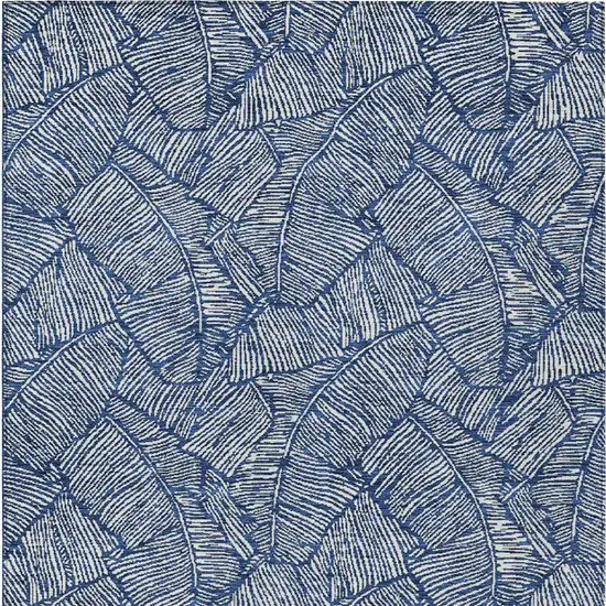 Navy Blue And Ivory Floral Washable Indoor Outdoor Area Rug Photo 8