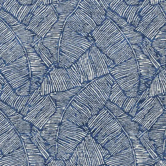 Navy Blue And Ivory Floral Washable Indoor Outdoor Area Rug Photo 7