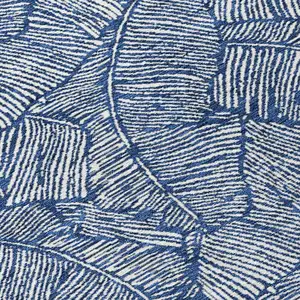 Photo of Navy Blue And Ivory Floral Washable Indoor Outdoor Area Rug