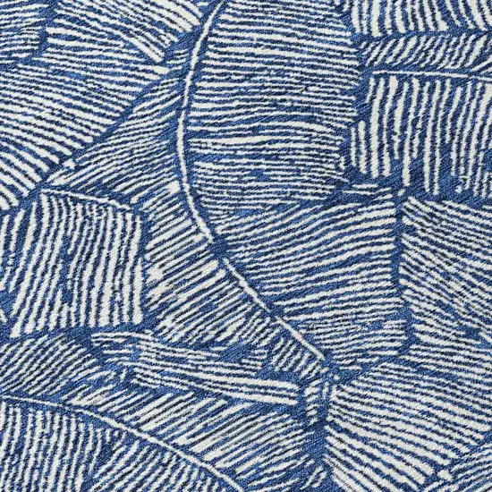 Navy Blue And Ivory Floral Washable Indoor Outdoor Area Rug Photo 6