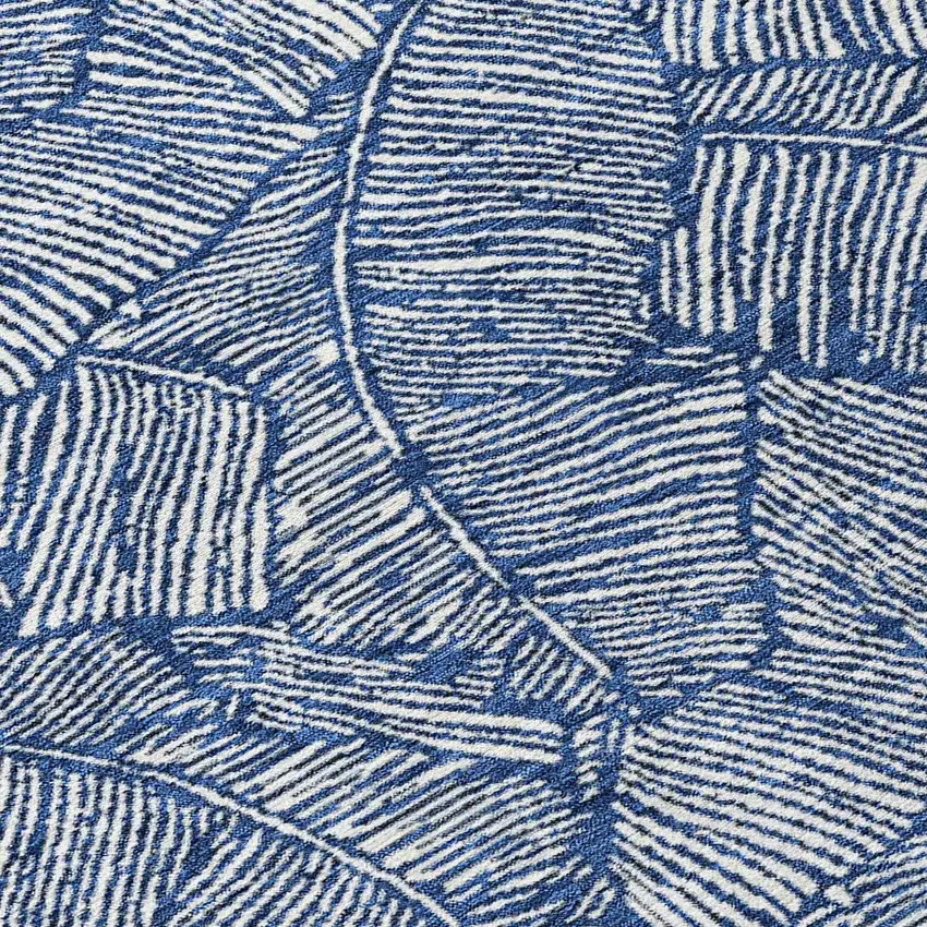 Navy Blue And Ivory Floral Washable Indoor Outdoor Area Rug Photo 6