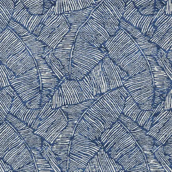Navy Blue And Ivory Floral Washable Indoor Outdoor Area Rug Photo 7