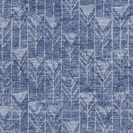 Navy Blue And Ivory Geometric Washable Area Rug With UV Protection Photo 3