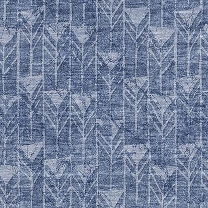 Navy Blue And Ivory Geometric Washable Area Rug With UV Protection Photo 3