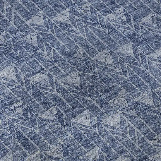 Navy Blue And Ivory Geometric Washable Area Rug With UV Protection Photo 8