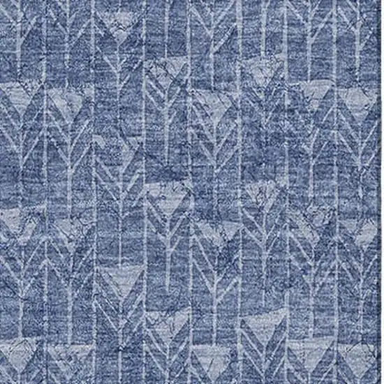 Navy Blue And Ivory Geometric Washable Area Rug With UV Protection Photo 3