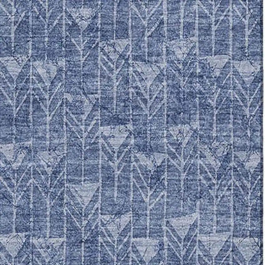 Navy Blue And Ivory Geometric Washable Area Rug With UV Protection Photo 3