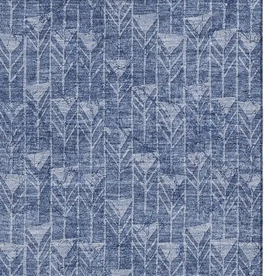 Navy Blue And Ivory Geometric Washable Area Rug With UV Protection Photo 3