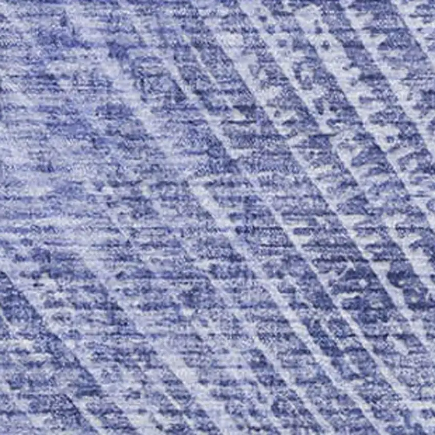 Navy Blue And Ivory Geometric Washable Area Rug With UV Protection Photo 3