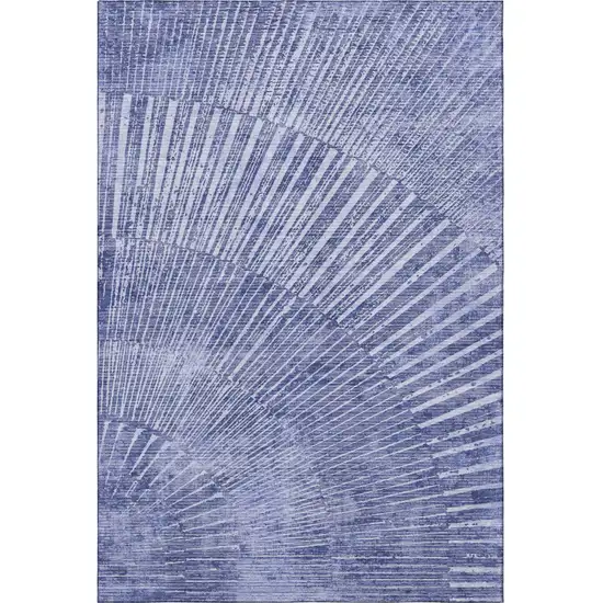 Navy Blue And Ivory Geometric Washable Area Rug With UV Protection Photo 4