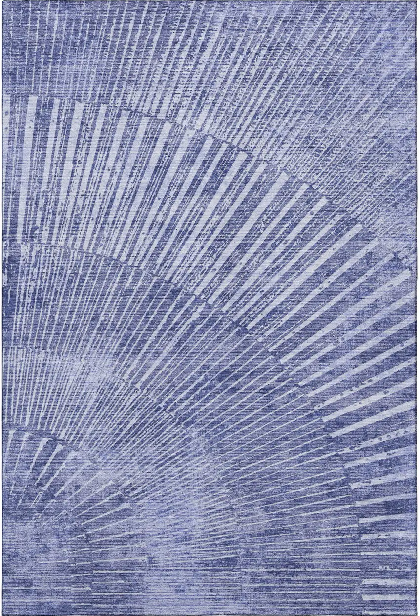 Navy Blue And Ivory Geometric Washable Area Rug With UV Protection Photo 4