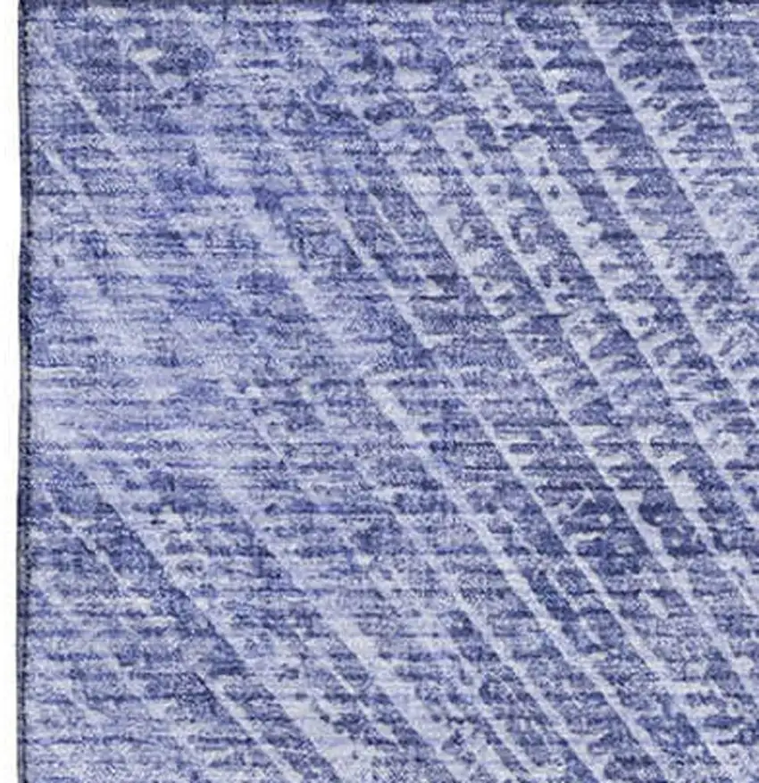 Navy Blue And Ivory Geometric Washable Area Rug With UV Protection Photo 3