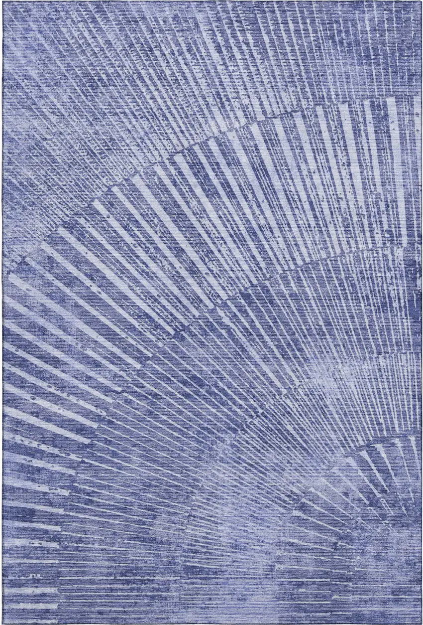 Navy Blue And Ivory Geometric Washable Area Rug With UV Protection Photo 1