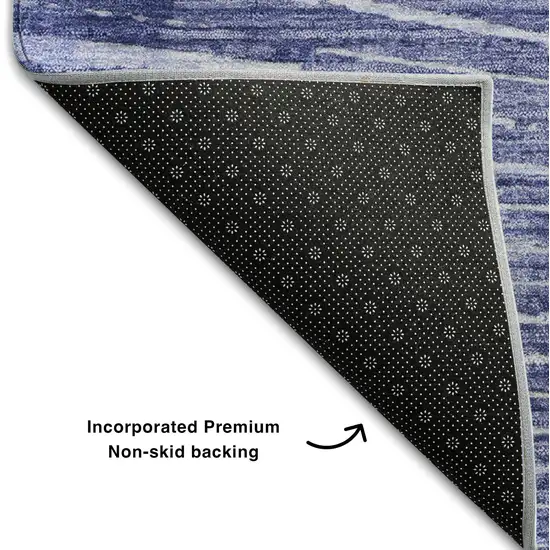 Navy Blue And Ivory Geometric Washable Area Rug With UV Protection Photo 7