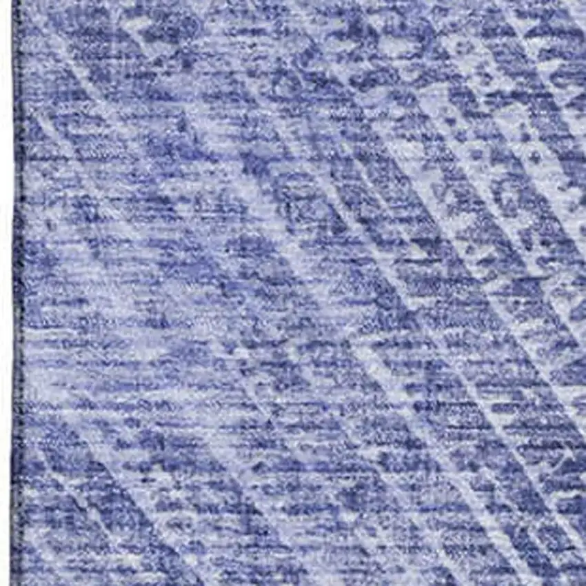 Navy Blue And Ivory Geometric Washable Area Rug With UV Protection Photo 3