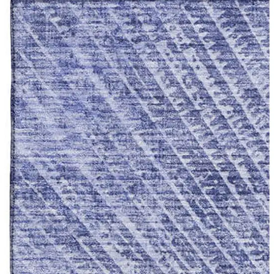 Navy Blue And Ivory Geometric Washable Area Rug With UV Protection Photo 4
