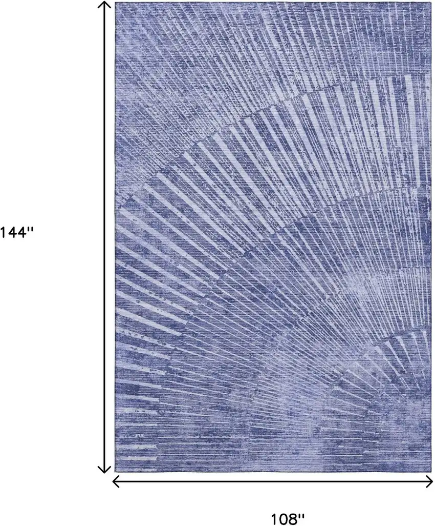 Navy Blue And Ivory Geometric Washable Area Rug With UV Protection Photo 3