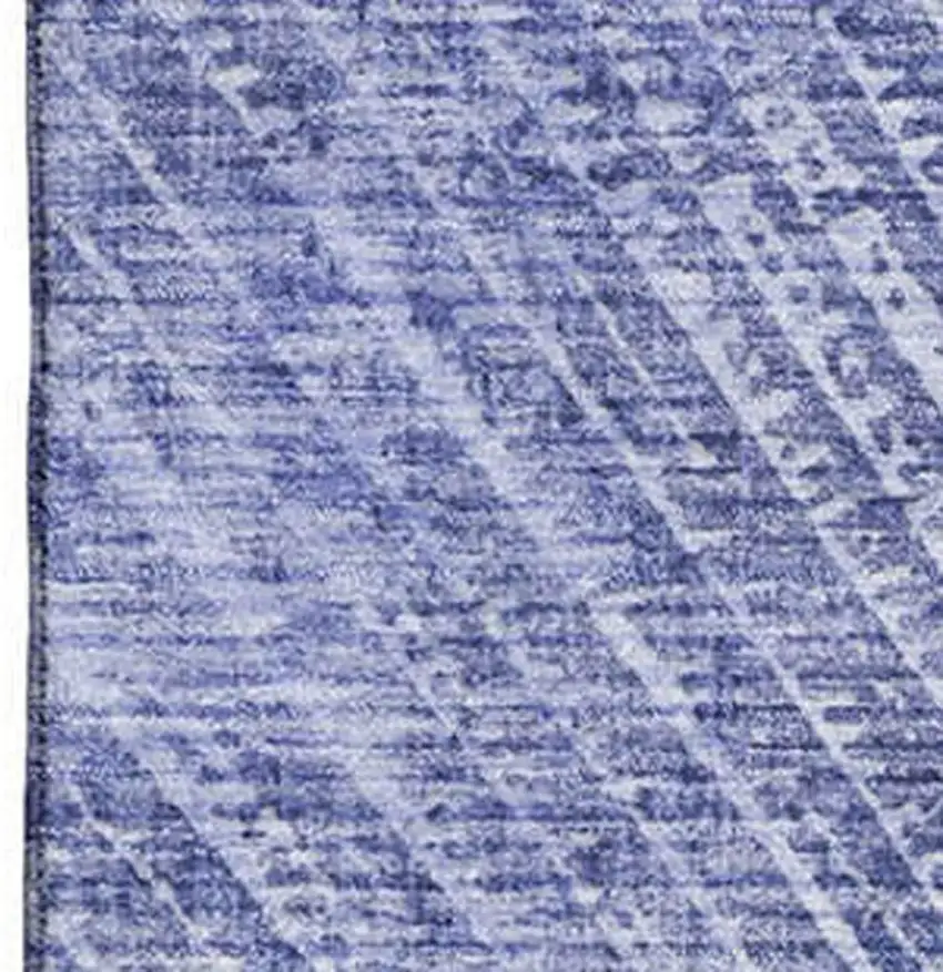 Navy Blue And Ivory Geometric Washable Area Rug With UV Protection Photo 3