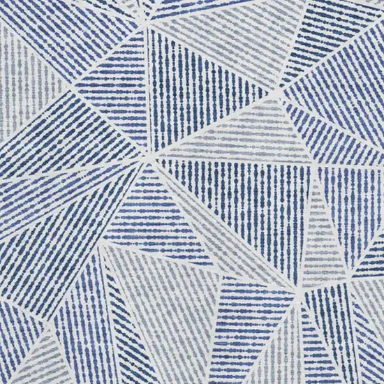 Navy Blue And Ivory Geometric Washable Area Rug With UV Protection Photo 3