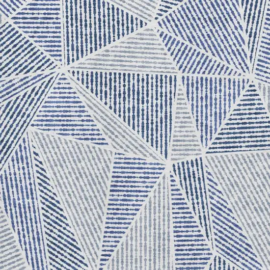 Navy Blue And Ivory Geometric Washable Area Rug With UV Protection Photo 3
