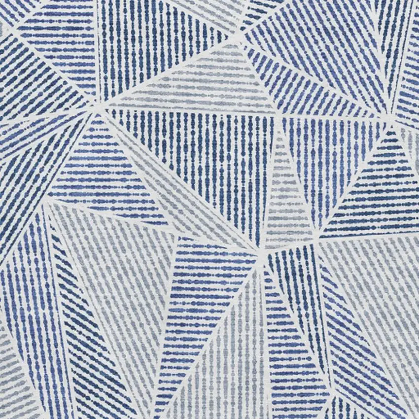 Navy Blue And Ivory Geometric Washable Area Rug With UV Protection Photo 3