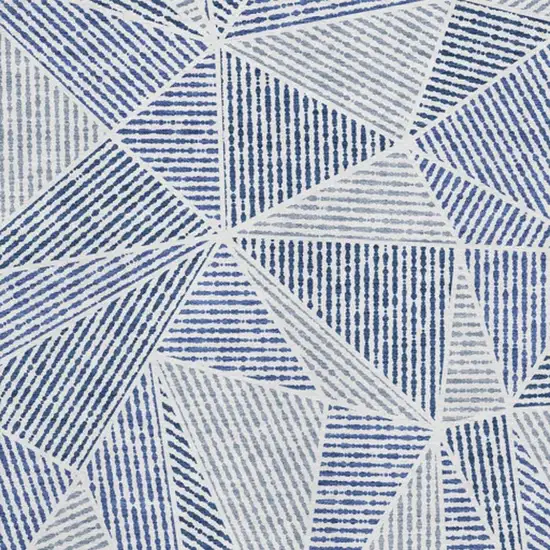 Navy Blue And Ivory Geometric Washable Area Rug With UV Protection Photo 3