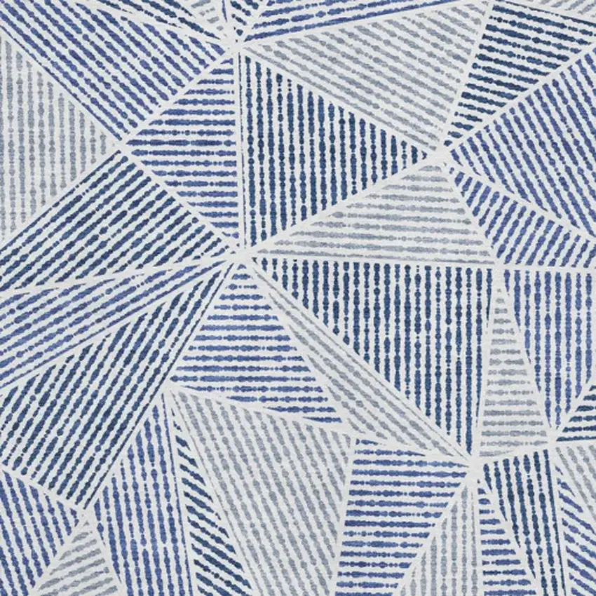 Navy Blue And Ivory Geometric Washable Area Rug With UV Protection Photo 3