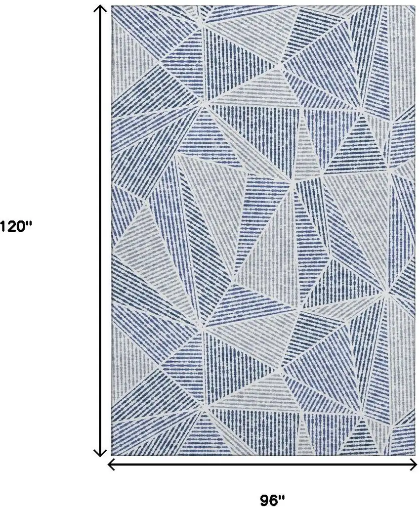 Navy Blue And Ivory Geometric Washable Area Rug With UV Protection Photo 3