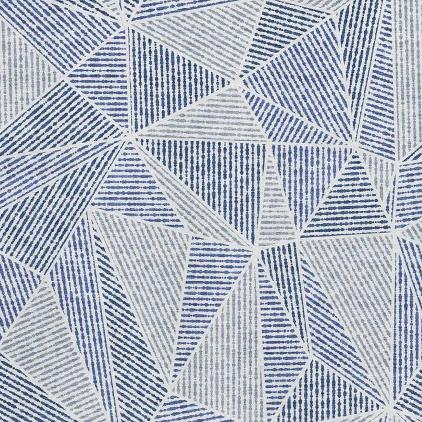 Navy Blue And Ivory Geometric Washable Area Rug With UV Protection Photo 4