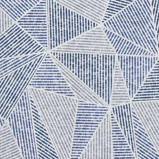 Navy Blue And Ivory Geometric Washable Area Rug With UV Protection Photo 3