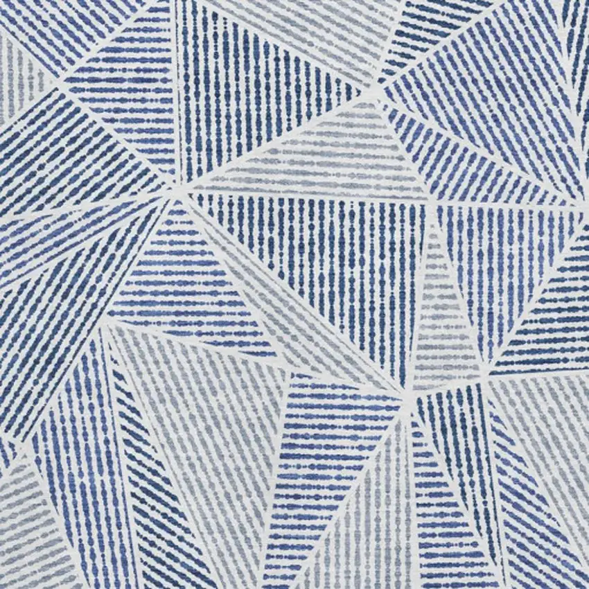 Navy Blue And Ivory Geometric Washable Area Rug With UV Protection Photo 3