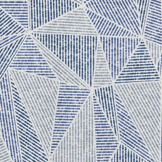 Navy Blue And Ivory Geometric Washable Area Rug With UV Protection Photo 3