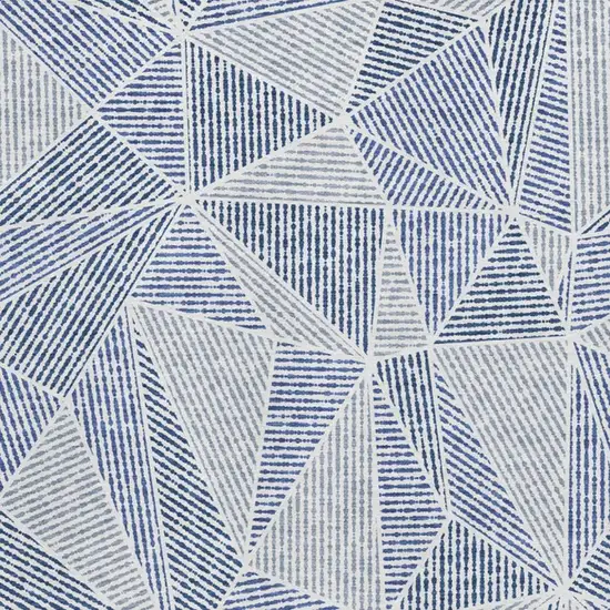 Navy Blue And Ivory Geometric Washable Area Rug With UV Protection Photo 4