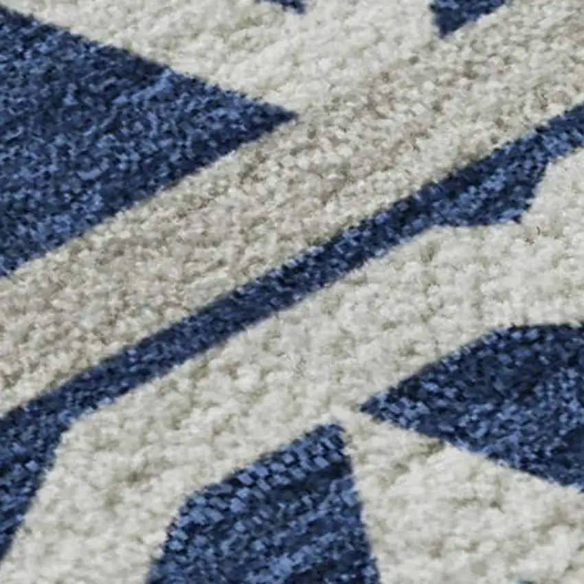 Navy Blue And Ivory Geometric Washable Area Rug With UV Protection Photo 4